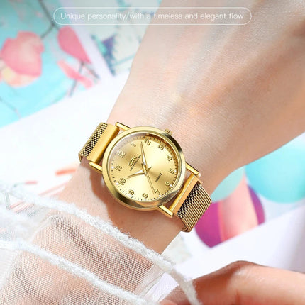 OPK 8115 Orologio da donna Orologio da polso al quarzo originale alla moda semplice Cinturino in maglia di acciaio inossidabile Orologio impermeabile per donna Reloj platinumshop