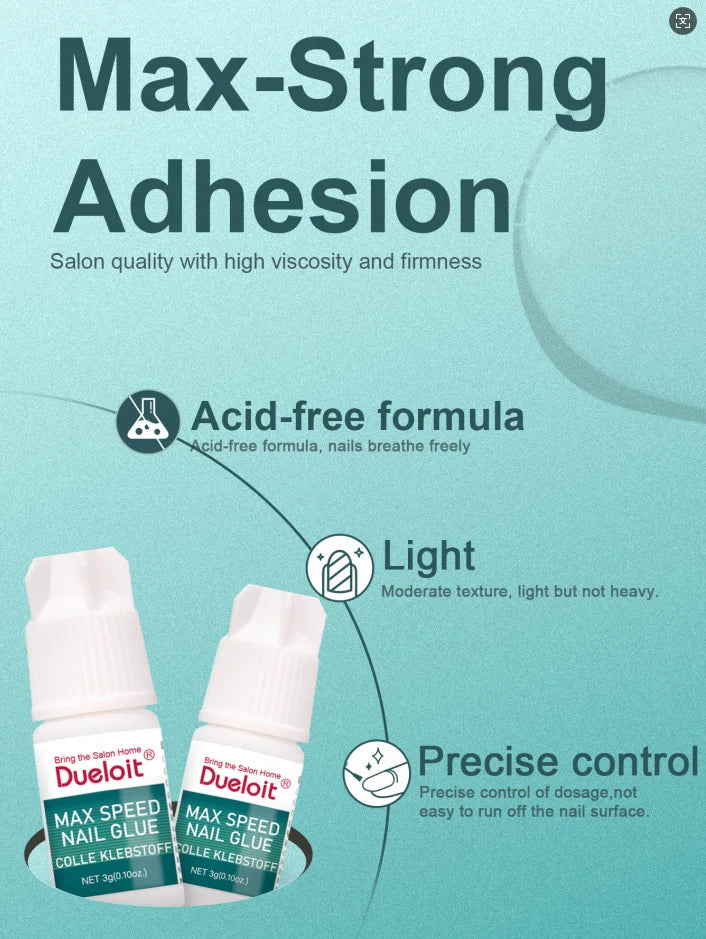 3G Professional Quick-Drying Nail Glue Fast-Cure No-Bake Adhesive for Nail Art Salon Grade Manicure Accessories