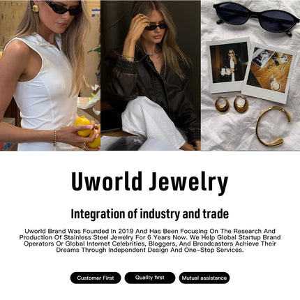 Uworld Simple Classic Zircon Serpentine Necklace 18K Gold Color Plated Stainless Steel Serpentine Chain Stackable Chain Women's PlatiNum