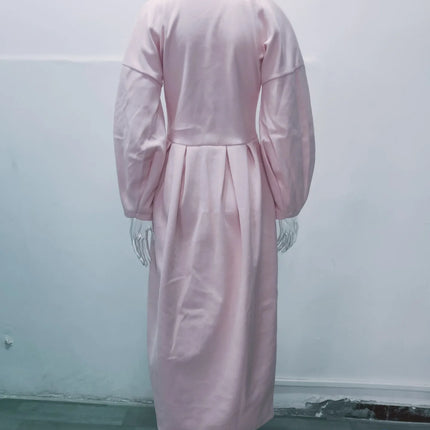 European American Retro Court Style Wool Coat, Long Length with Big Lapel & Lantern Sleeves, New Autumn Winter Outerwear