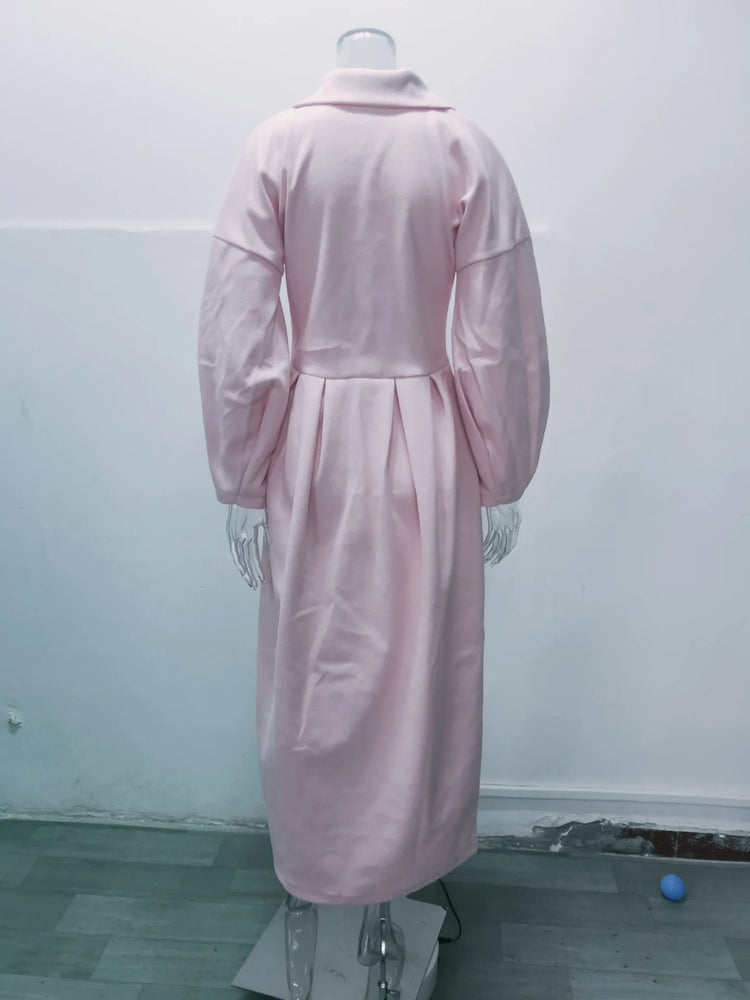 European American Retro Court Style Wool Coat, Long Length with Big Lapel & Lantern Sleeves, New Autumn Winter Outerwear