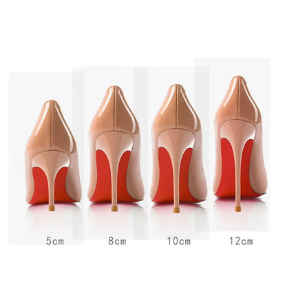 Tacchi alti eleganti da donna neri Fondo rosso lucido Tacchi da donna di marca di lusso 2025 tendenza Punta a punta Décolleté da festa sexy Scarpe da donna
