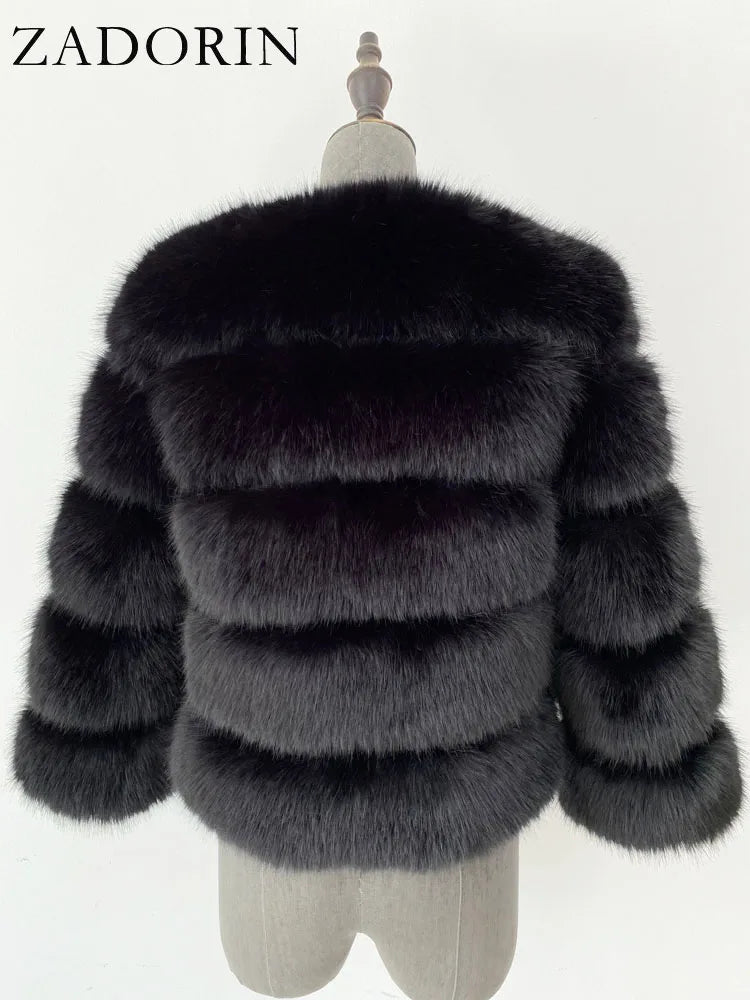 ZADORIN Children Faux Fox Fur Coat Winter Fashion Long Sleeve Warm Kids Fur Coats Outerwears Fake Fur Jacket Children Clothes