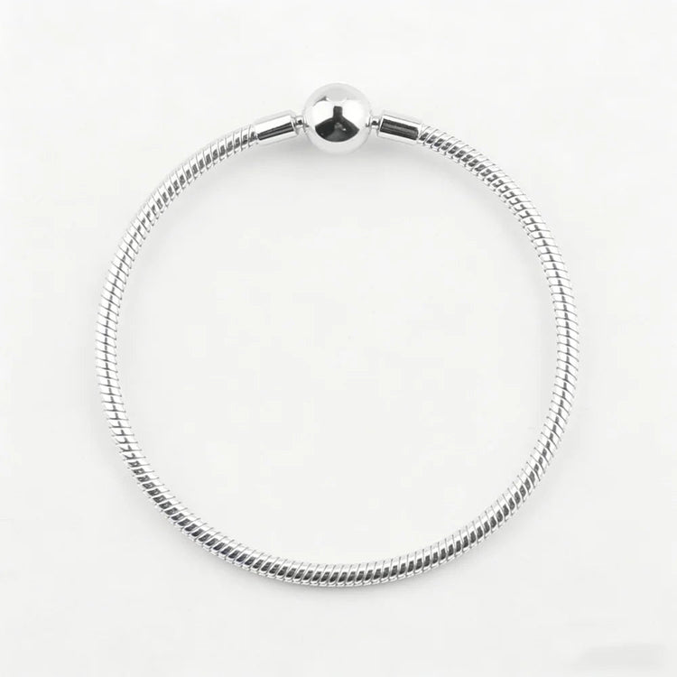 Nuovo Bracciale Artigianale Originale in Argento 925 con Charm, Liscio e Morbido, a Osso di Serpente, per Donna - Regalo 2026 PlatiNum