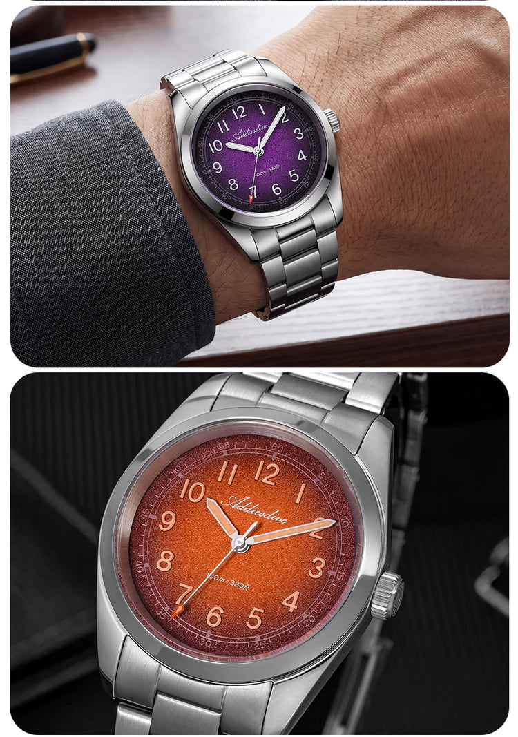 ADDIESDIVE 2026 New 36mm Men's Luxury Quartz Watch Sapphire Crystal 100m Water Resistance Super Luminous Stainless Steel Watch
