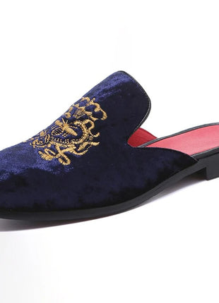 Pantofole antiusura in pelle da uomo Mocassini slip-on in velluto Scarpe da mulo alla moda
