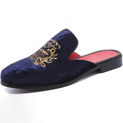 Pantofole antiusura in pelle da uomo Mocassini slip-on in velluto Scarpe da mulo alla moda