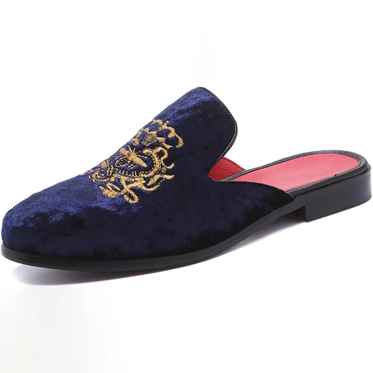 Pantofole antiusura in pelle da uomo Mocassini slip-on in velluto Scarpe da mulo alla moda