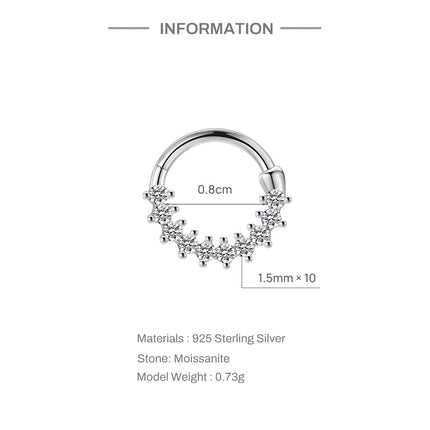CANNER 1PC 6/7/8/9mm Moissanite 925 Sterling Silver Hoop Earrings Women Round Circle Piercing Earings Personalized Fine Jewelry PlatiNum