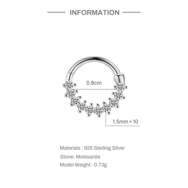 CANNER 1PC 6/7/8/9mm Moissanite 925 Sterling Silver Hoop Earrings Women Round Circle Piercing Earings Personalized Fine Jewelry PlatiNum