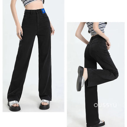 Nuova estate morbida Lyocell Jeans donna blu kaki bianco vita alta dritto sottile gamba larga pantaloni in denim Y2k abbigliamento femminile allentato 2XL