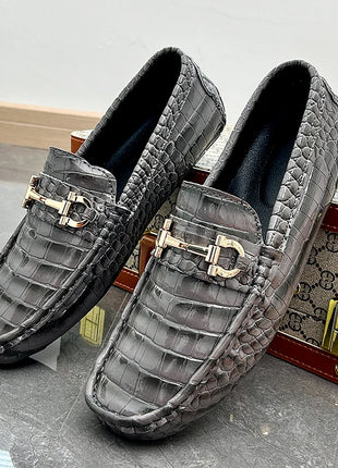 Scarpe Casual da uomo in pelle verniciata di alta qualità scarpe da guida di marca mocassini con motivo a coccodrillo maschile per scarpe basse mocassino da uomo
