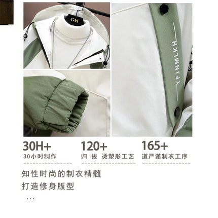 Winter Warm Hooded patchwork Jacket+Pant 2-piece Set Men Set Sports Suit Fleece Thickened Sportswear Casual Men Tracksuit
