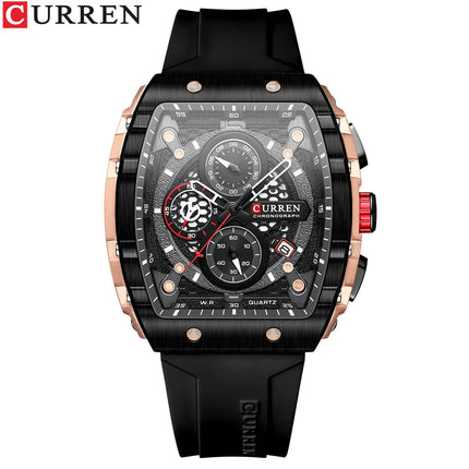 CURREN Orologio da uomo alla moda, marchio unico, design quadrato, lusso, nastro sportivo al quarzo, orologi da uomo impermeabili platinumshop