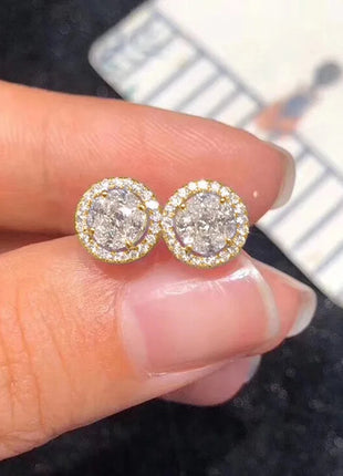 Hip Hop Female Earrings 925 Sterling Silver Small Round Shaped Earrings for Women Bling Zirconia Ear Fashion Statement Jewelry PlatiNum