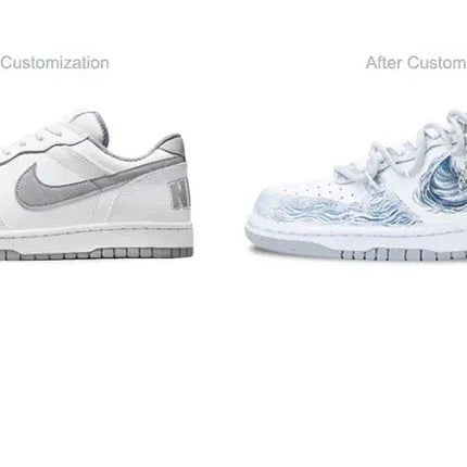Custom Sneakers Nike Big "Tide Wave & Cloud" Chinese Ink Graffiti Retro Low-Top Men's Skate Shoes