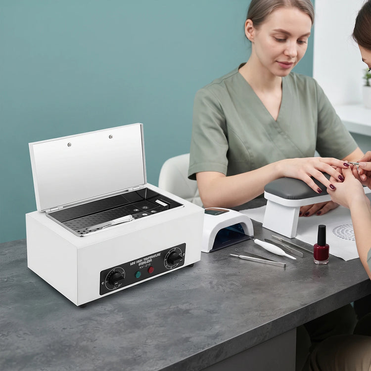 Metal Cleaning Machine High Temperature Sterilizer 300W 2L 122-428℉ Timer Dry Heat Stainless Steel for Nail Salon Clinic Lab Can Be Used In Clinics Hair Stores Nail Salons Beauty Salons Laboratories Etc