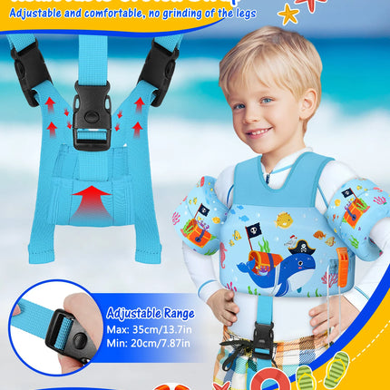 Kids Swim Vest for Toddlers Floaties for Swimming Armbands 15-70 lbs Cartoon Swim Water Wings with Crotch Strap Child Pool Floats Vest