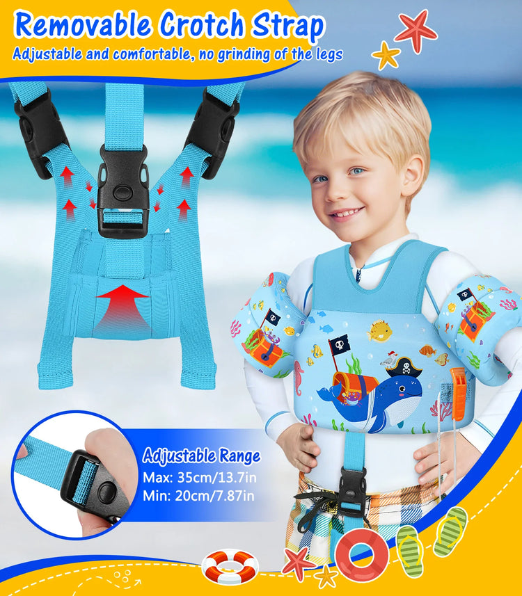 Gilet da bagno per bambini per bambini Floaties per braccioli da nuoto 15-70 libbre Ali d'acqua per nuoto in cartone animato con cinturino sul cavallo Gilet galleggianti per piscina per bambini