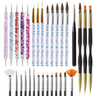 6/31Pcs Nail Art Brush Design Tip Painting Drawing Carving Dotting Pen FlatFan Liner Acrylic Gel UV Polish Nail Art Tools