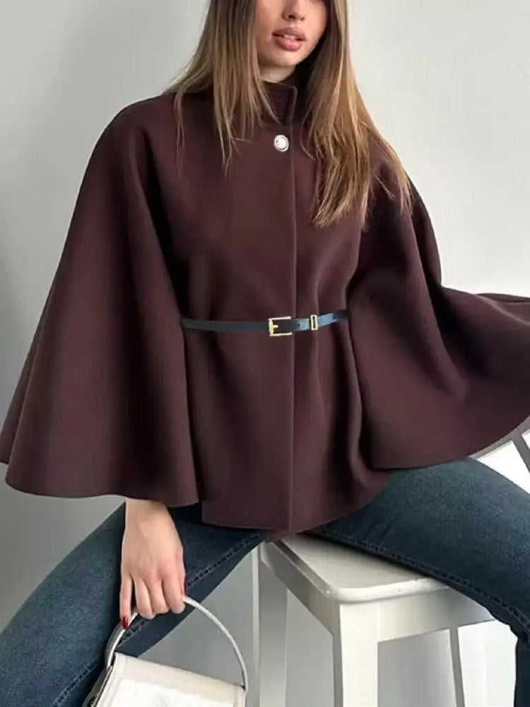Women's A-Line Cape Woolen Coat Autumn Winter New 2026 Fashionable Outerwear for Ladies