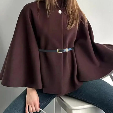 Women's A-Line Cape Woolen Coat Autumn Winter New 2026 Fashionable Outerwear for Ladies