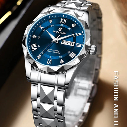 BANGWEI Orologio da donna Orologio di moda classico elegante di lussoBusiness Casual Data Orologi da donna al quarzo luminoso impermeabile in acciaio inossidabile platinumshop