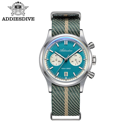 ADDIESDIVE AD2542 Luxury Quartz Chronograph Watch for Men Japanese 0S21 Movement 38mm Stainless Steel Case BGW9 Lume 100M Waterp