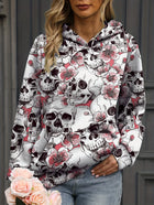 Autumn Floral Skull 3D Print Hoodies Women Fashion Casual Harajuku Sweatshirts Oversized Hood Pullover Female Tracksuit Clothing