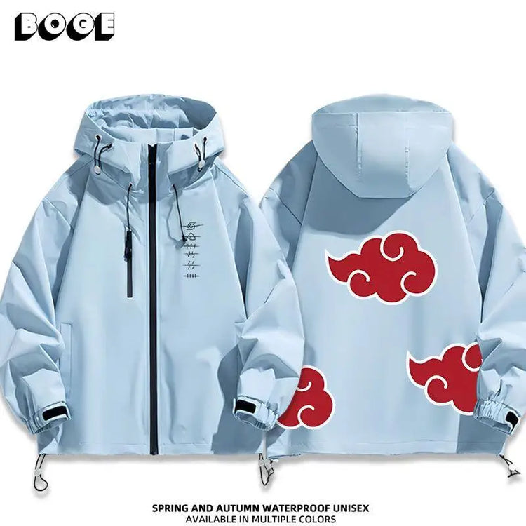 Akatsuki Organization Anime Hooded Jacket Windproof Casual Coat Zip Up for Men Women Teens Cosplay Streetwear Daily Outerwear