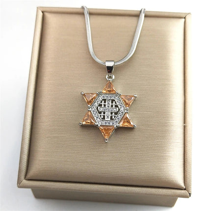 Gerusalemme crociato croce Magen stella di David collana per donna uomo zircone in acciaio inox Hexagram collane gioielli NTPS05 PlatiNum