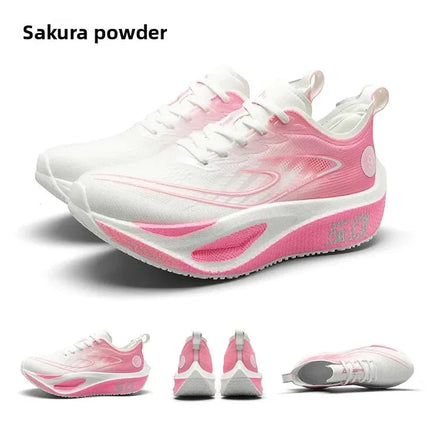 Unisex 2025 Full Carbon Plate Running Shoes Professional Marathon Racing Lightweight Bounce Cushion Breathable Sports Sneakers PlatiNum