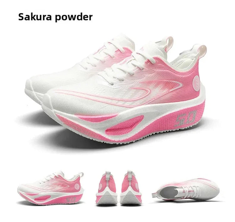 Unisex 2025 Full Carbon Plate Running Shoes Professional Marathon Racing Lightweight Bounce Cushion Breathable Sports Sneakers PlatiNum