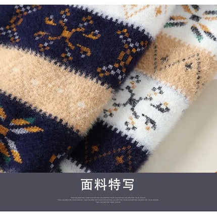 High Quality Sweater New Fashion Trend Printed Thickened Warm Knitted Sweater Autumn/winter Men's Casual Loose Sports top