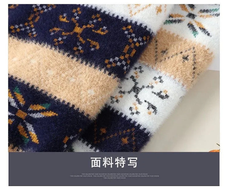 High Quality Sweater New Fashion Trend Printed Thickened Warm Knitted Sweater Autumn/winter Men's Casual Loose Sports top