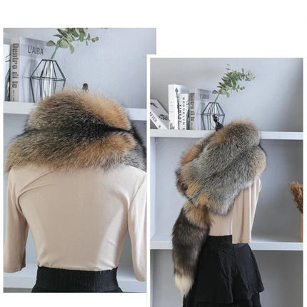 Unisex Real Fur Fox Scarf Men Woman Winter Warm Natural Fur Shawl Soft Headscarf Super big Gray Silver Fox Scarf Fur Accessories