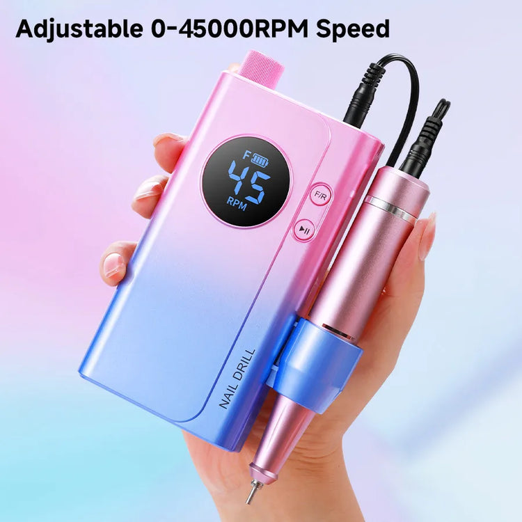 45000RPM Portable Cordless Nail Drill, 4500mAh Rechargeable Battery Electric Nail File, Nail Grinding Machine for Removing Nail Gel & Acrylic Nails, Ideal Holiday Gift Home & Salon