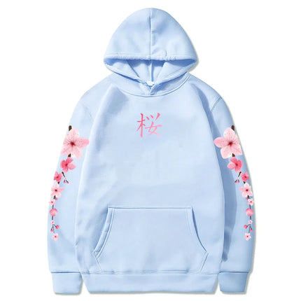 Japanese Blossom Sakura Graphic Hoodies Long Sleeve Winter Hooded Sweatshirts Casual Women/Men Comfortable Pullovers with Pocket