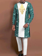 Men's casual fashion luxury geometric print two-piece set PlatiNum