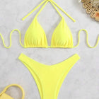 Costume da bagno bikini a perizoma da donna sexy, tinta unita bianco/nero/caffè, con laccetti, stile brasiliano, nuovo, in doppio tessuto, per la spiaggia platinumshop