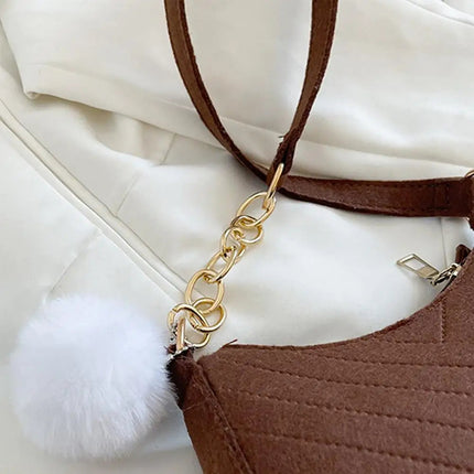 Mini Women Shoulder Bags Fashion Felt Women's Bag Design Advanced Underarm Handbags Mini Saddle Bag PlatiNum