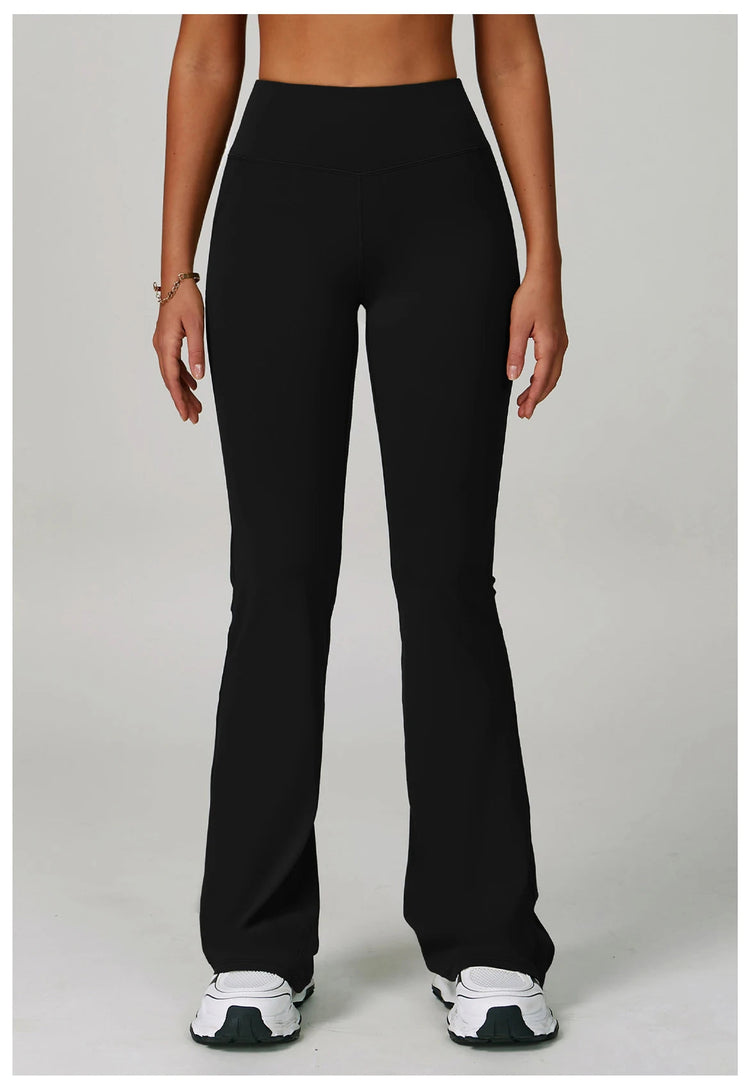 Flared Leggings Women's Wide-leg Pants High Waisted Hip lifting Yoga Pants Quick Drying Running Exercise Fitness Bell bottoms PlatiNum