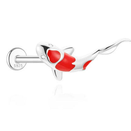 CANNER 1PC 925 Sterling Silver Crown Horse Eye Zircon Heart Flat Head Cartilage Piercing Stud Earring For Women Claasic Earring PlatiNum