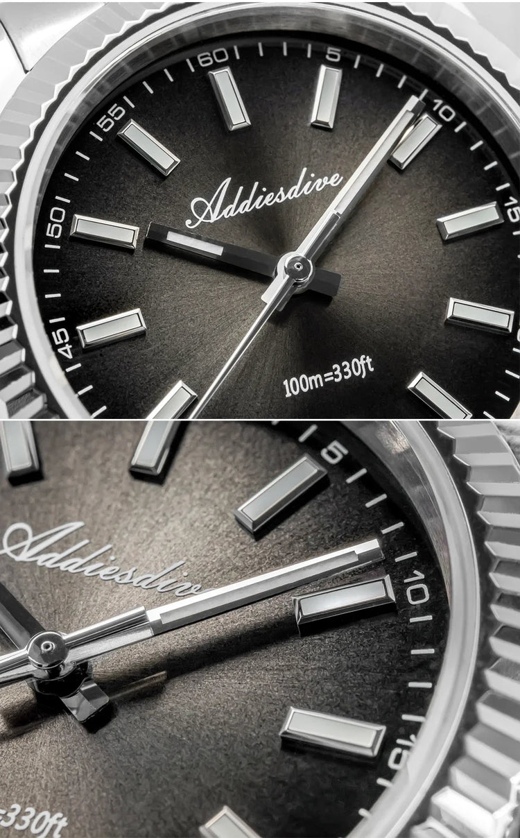 ADDIESDIVE 36mm Men Watch AD2073 BGW9 Luminous Jubilee Strap 10Bar Waterproof Sapphire Glass VH31 Movement Quartz Watches Reloj