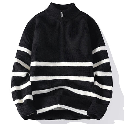 New Trendy Autumn and Winter Jacquard Pattern Pullover Sweater Casual Round Neck Color-Blocking Knit Men's Pullover
