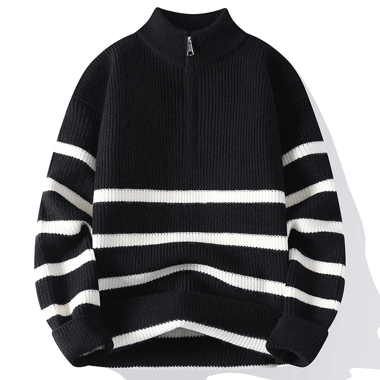 New Trendy Autumn and Winter Jacquard Pattern Pullover Sweater Casual Round Neck Color-Blocking Knit Men's Pullover