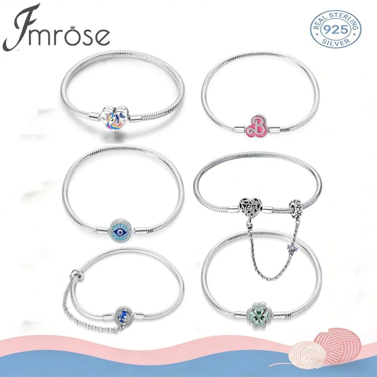Nuova Serie di Bracciali a Osso di Serpente in Argento Puro 925% con Charm 'Amore Eterno' e Catena di Sicurezza, Gioielli da Donna PlatiNum