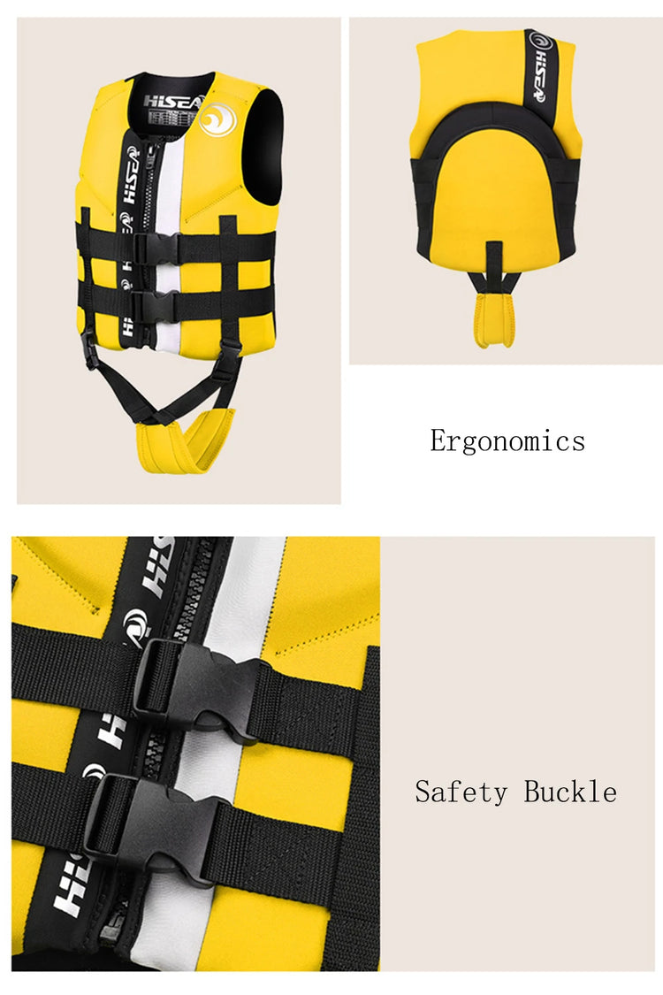 Giubbotto di salvataggio in neoprene per bambini, grande giubbotto di galleggiamento, sport acquatici, pesca, rafting, surf, canottaggio, sicurezza alla vela, estate
