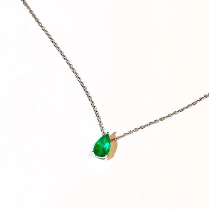 Emerald Crystal Zircon Waterdrop Charm Pendant Necklace for Women Charms Fashion Green Rhinestone Female Vintage Jewelry PlatiNum