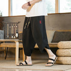 Pantaloncini da samurai giapponesi Kimono estivo da uomo Pantaloni da bagno tradizionali Abbigliamento asiatico da uomo allentato casual Pantaloni a gamba larga Yukata neri